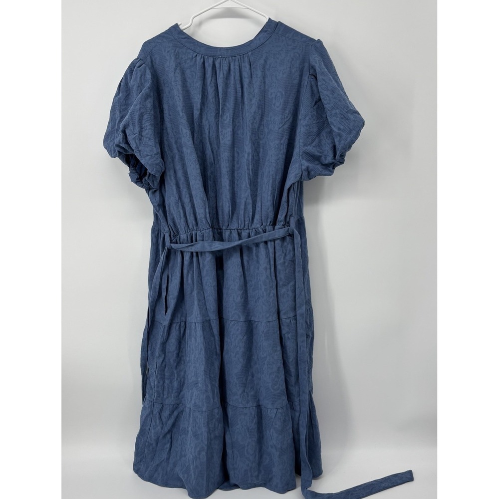 Baltic Born Camille Midi Dress Blue‎ Tiered Puff Sleeve Women's 2XL Lined Floral - Picture 2 of 9